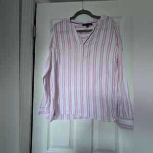 Tommy Hilfiger Pink and White Striped Top